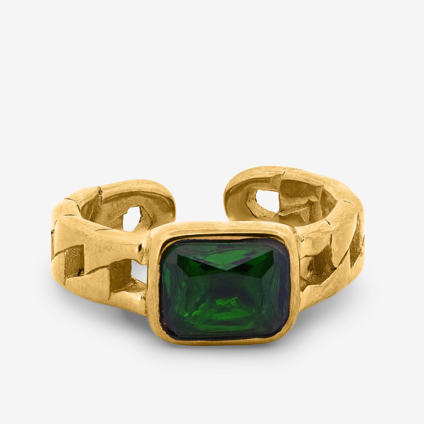 Anillo clásico verde esmeralda