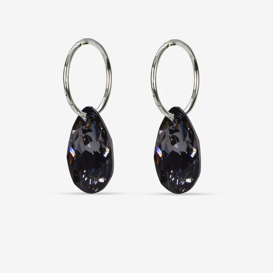 Classic Swarovski Smokey Crystal Evelyn Hoop Earrings