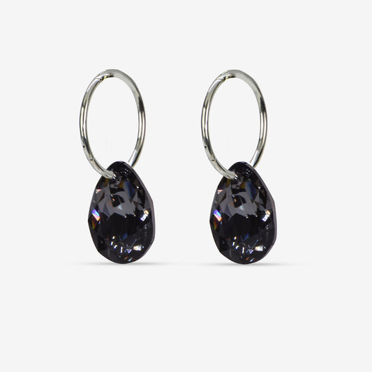 Classic Swarovski Smokey Crystal Evelyn Hoop Earrings