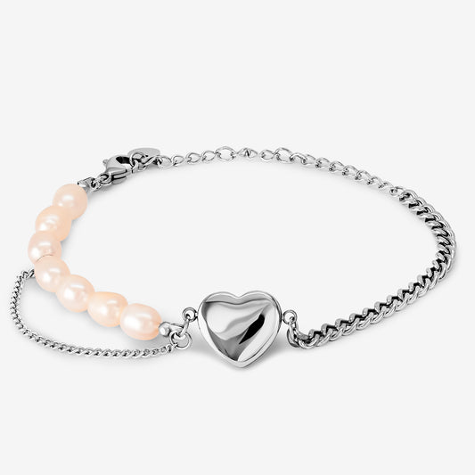 Pop Heart perals and chain Armband