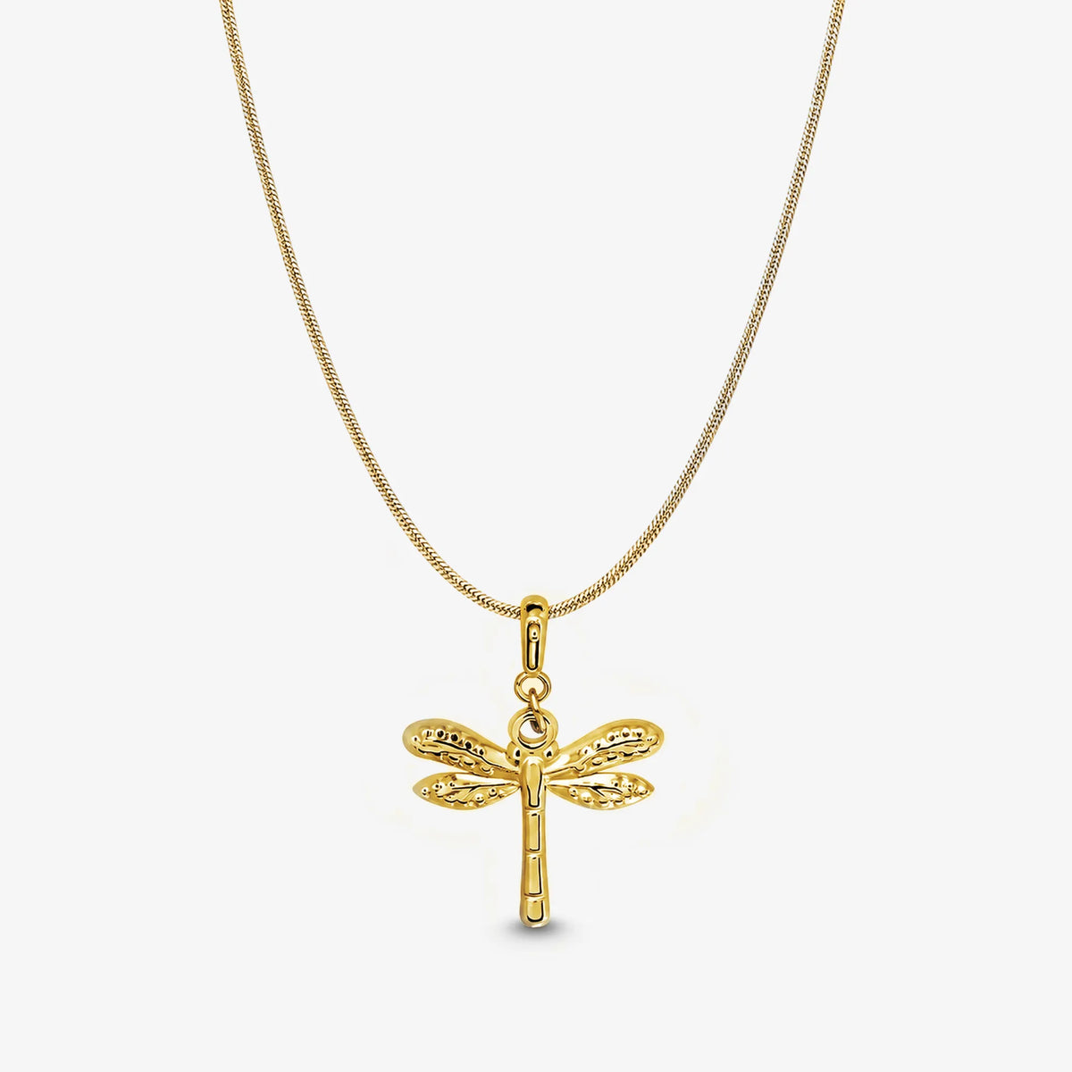 Vingkraft halsband i guld med trollsländehänge på kedja