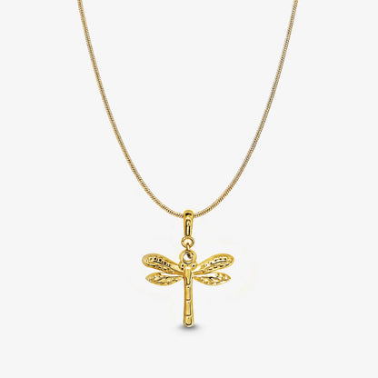 Vingkraft halsband i guld med trollsländehänge på kedja