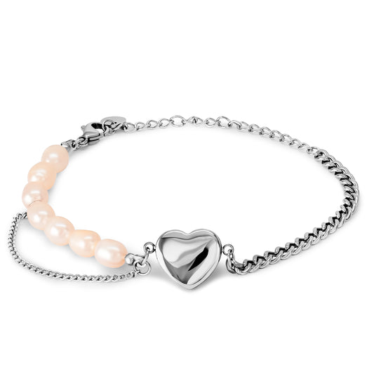 Pop Heart perals and chain Armband